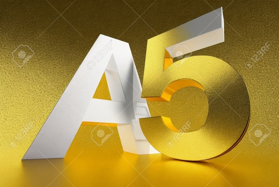 A5 Three Dimensions White background,A5 3D Gold.