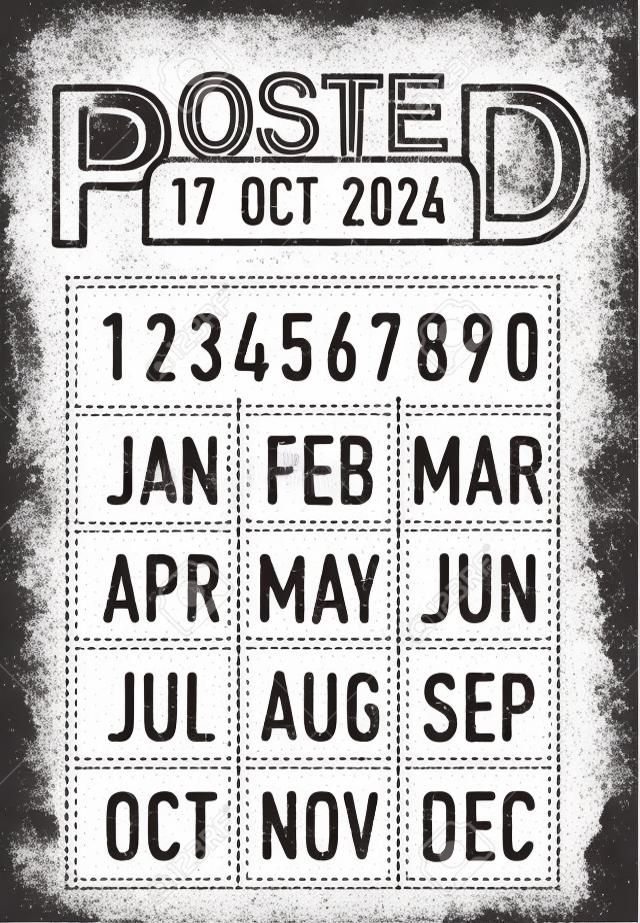 Vector illustration of the Posted stamp and editable dates (day, month and year) in ink stamps