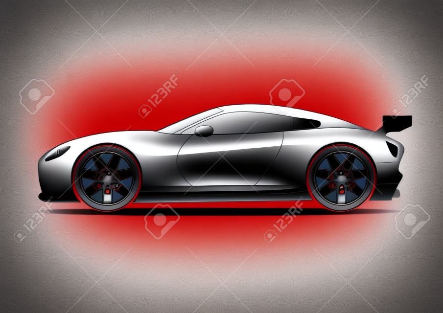 Rennsportwagen. Supercar Tuning-Coup Auto Flacher Stil Vektor-Illustration isoliert Transportfahrzeug