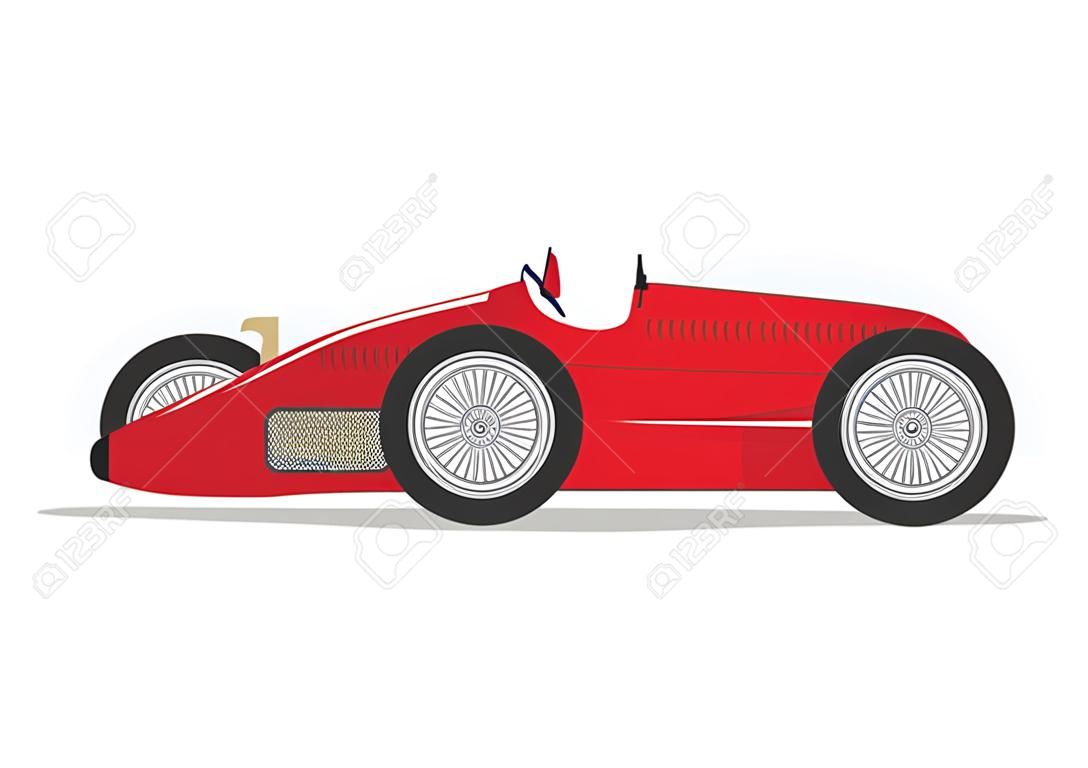 Vintage sport versenyautó lapos képlet vektorral járművet auto illusztráció