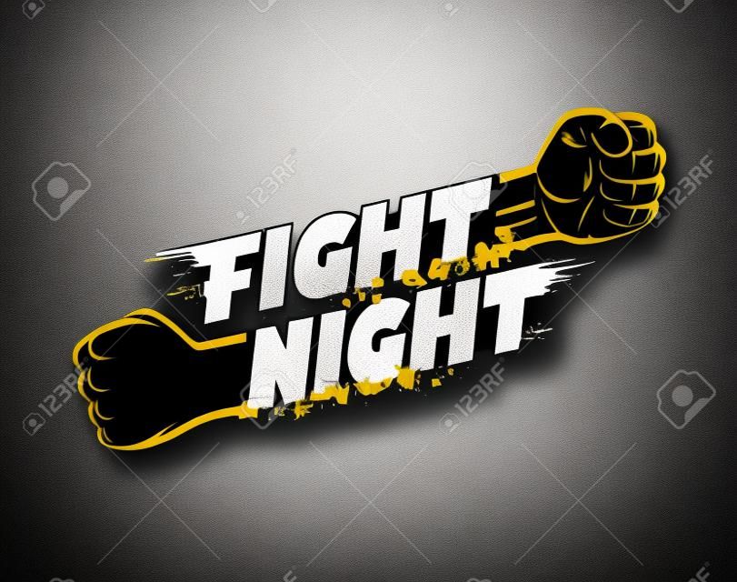 Luta noite wrestling, campeonato de boxe punho para o modelo de logotipo de cartaz de evento de cinto com lettering