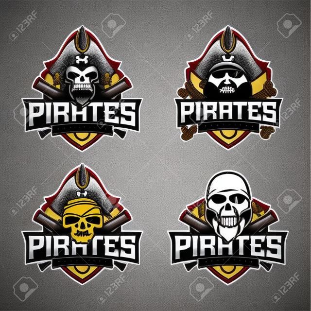 Pirati emblema moderno set professionale per la squadra di baseball.