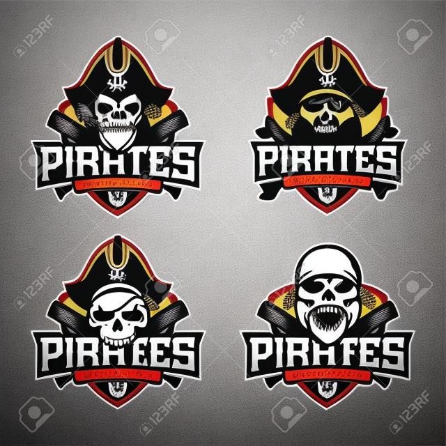 Modern professional set emblem pirates for baseball team.
