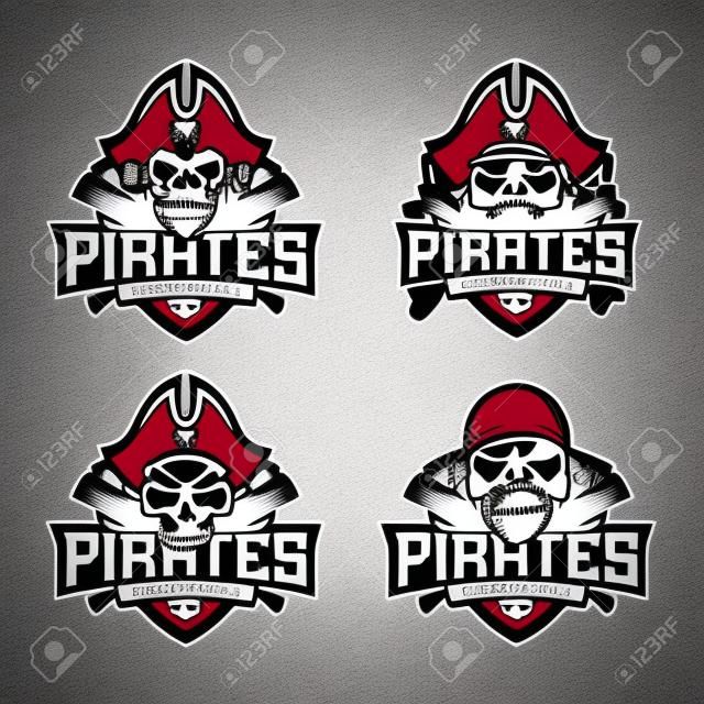 Современные профессиональные пираты эмблемы набора для бейсбольной команды.