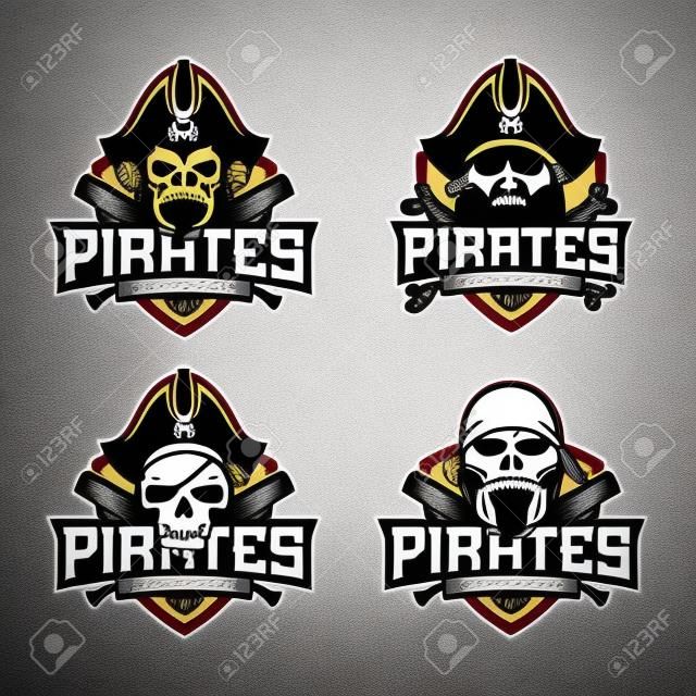 Nowoczesny profesjonalny zestaw piratów z herbem dla drużyny baseballowej.