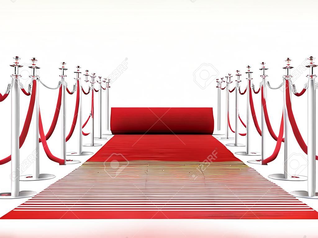 3d изображение красной ковровой дорожке на белом