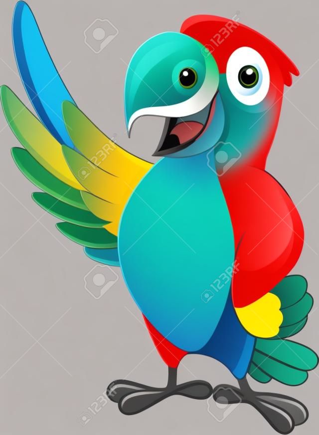 Macaw bird cartoon waving