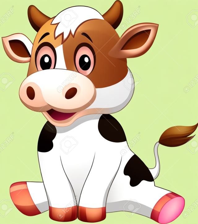 Simpatico cartone animato della mucca seduta
