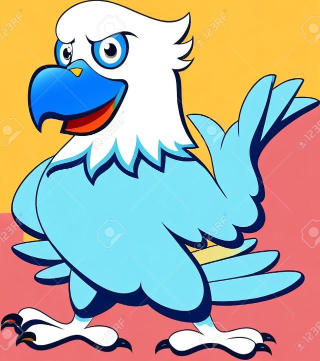 Cute eagle cartoon waving 