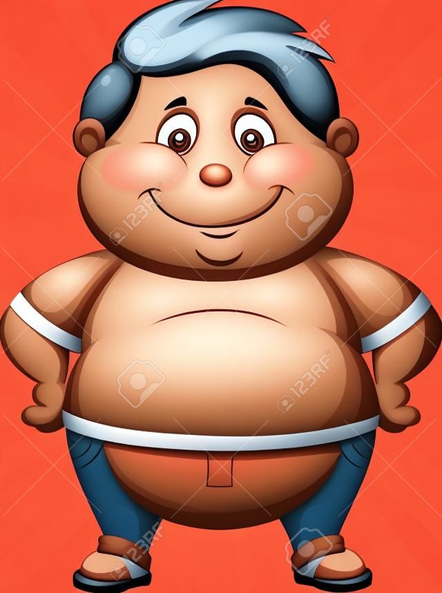 Fat boy cartoon posing 