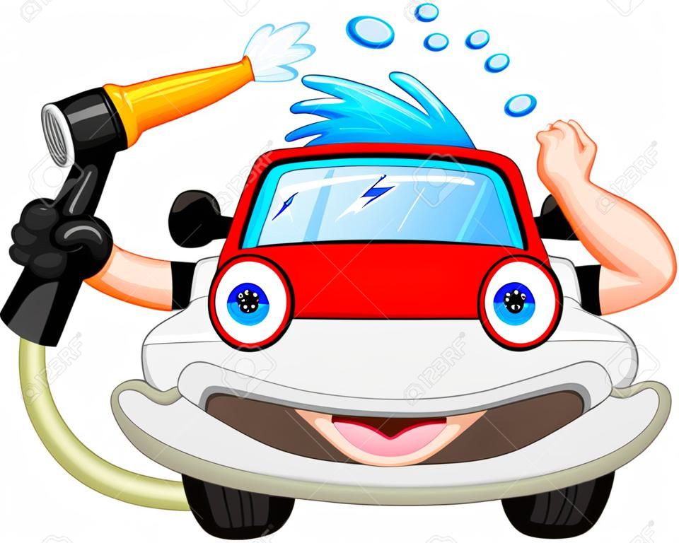 Cartoon autómosás a vízcső és szivacs