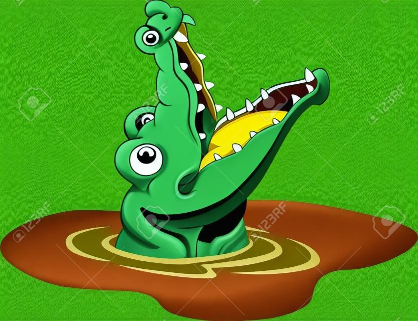Crocodile cartoon open its mouth 