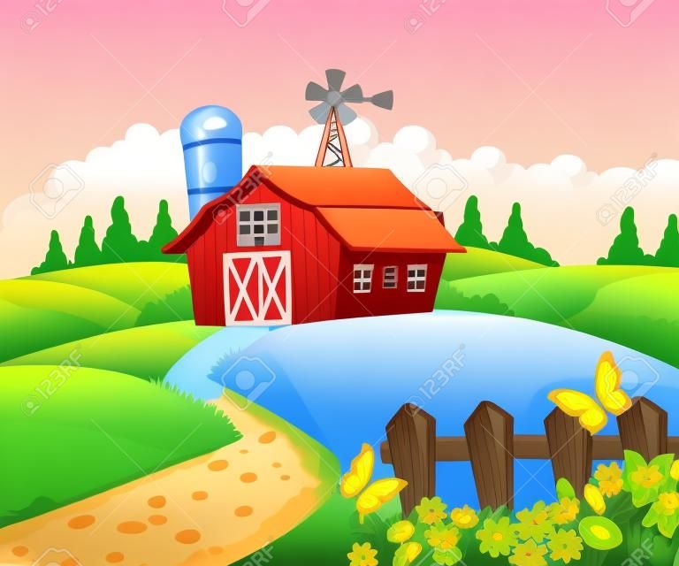 Bauernhof-Cartoon-Hintergrund