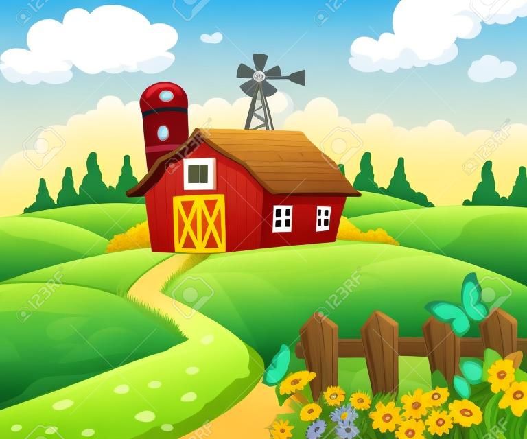 Bauernhof-Cartoon-Hintergrund