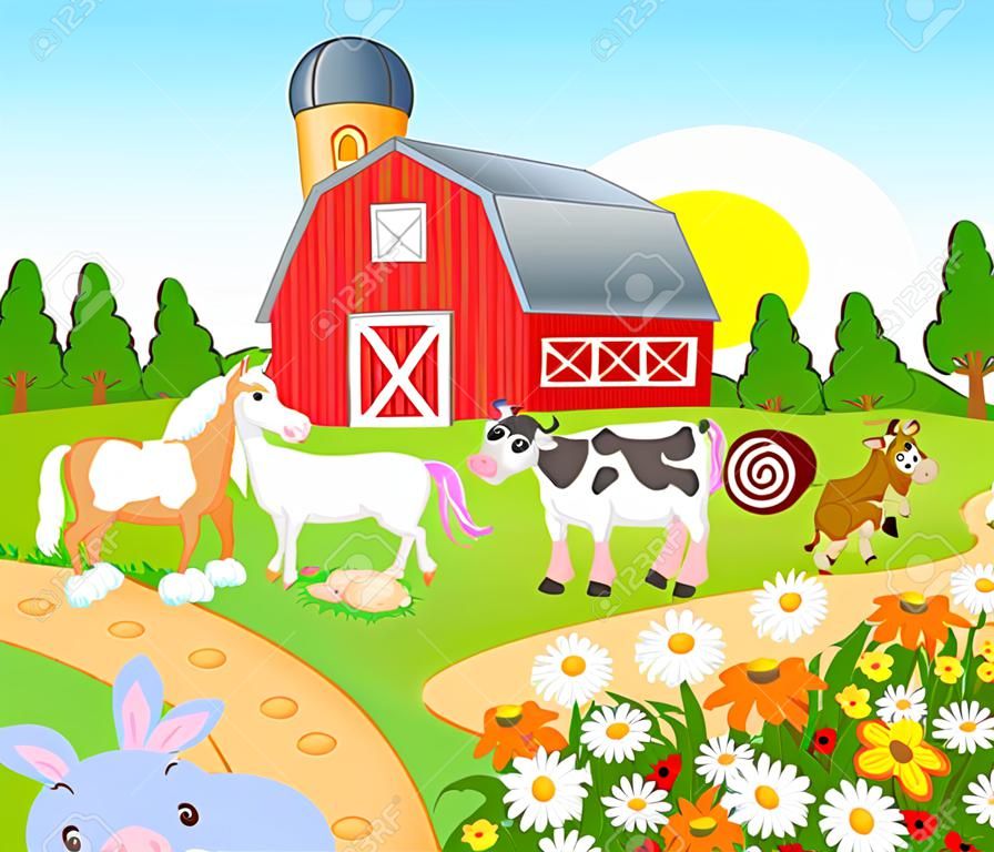 Kreskówkowy Farma ze zwierzętami