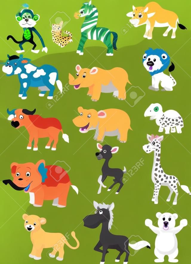Coleção de desenhos animados de animais selvagens