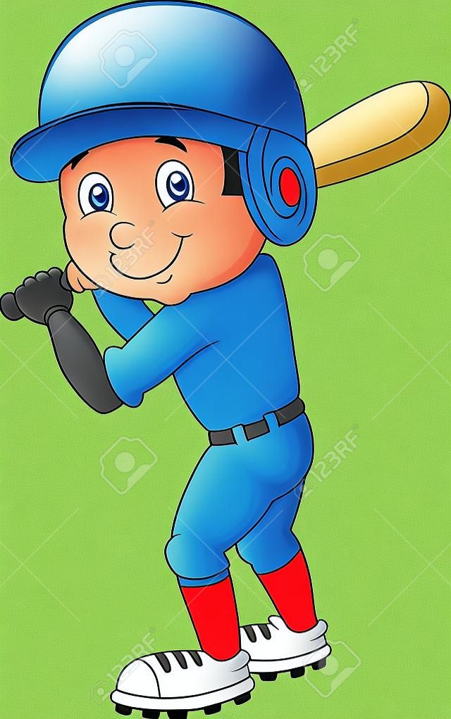 Cartoon garçon jouant au baseball