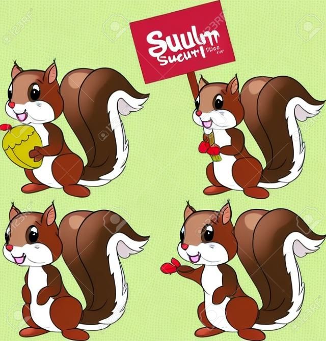 Cute cartoon squirrel collection set