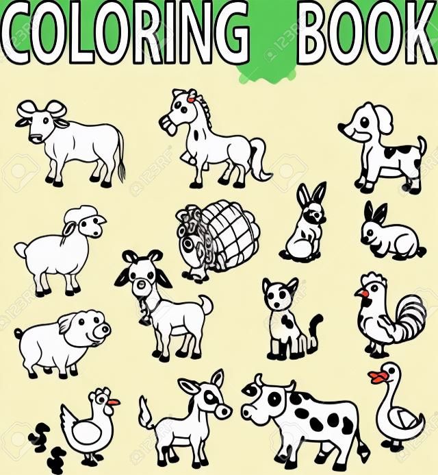 animaux de ferme livre de coloriage de dessin animé