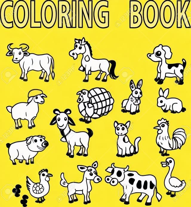 Fattoria degli animali da colorare cartone animato libro