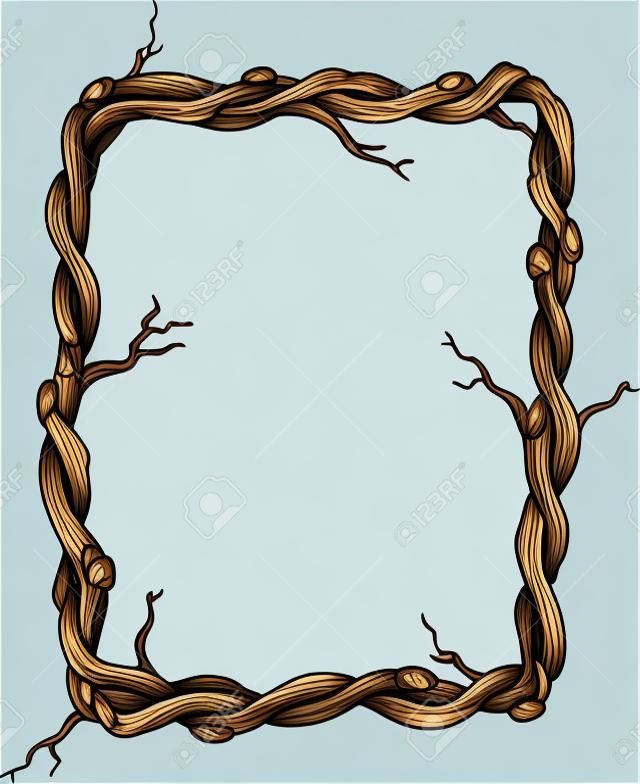 Frame cartoon made of tree trunk and branches