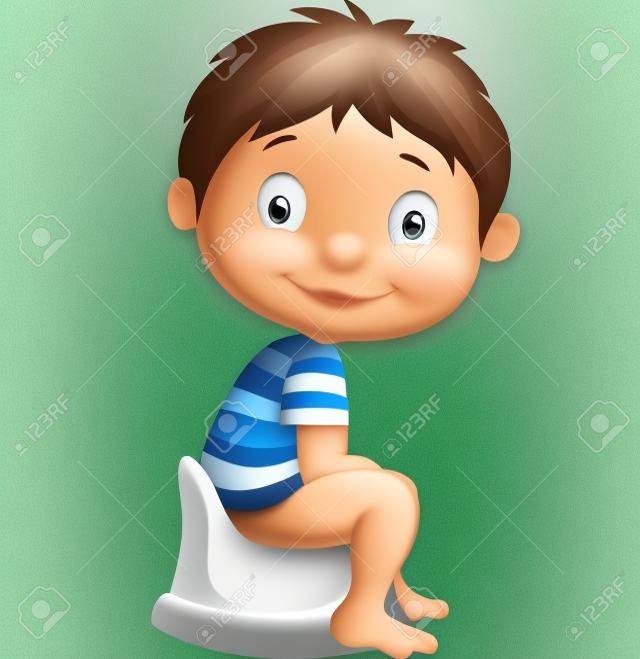 Cartoon garçon assis sur le pot