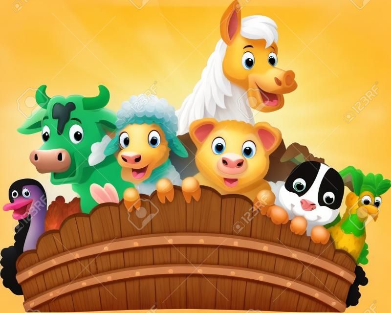 Colección de animales de granja de dibujos animados