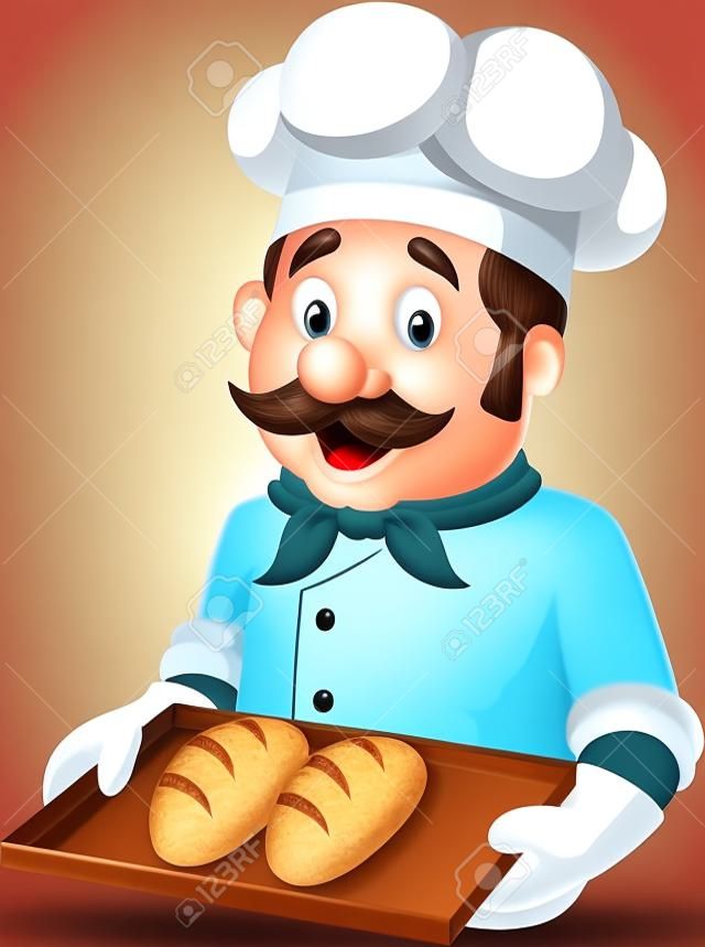 Chef de dibujos animados el pan Servir