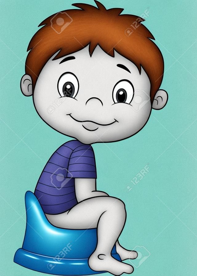 Cartoon ragazzo seduto sul vasino