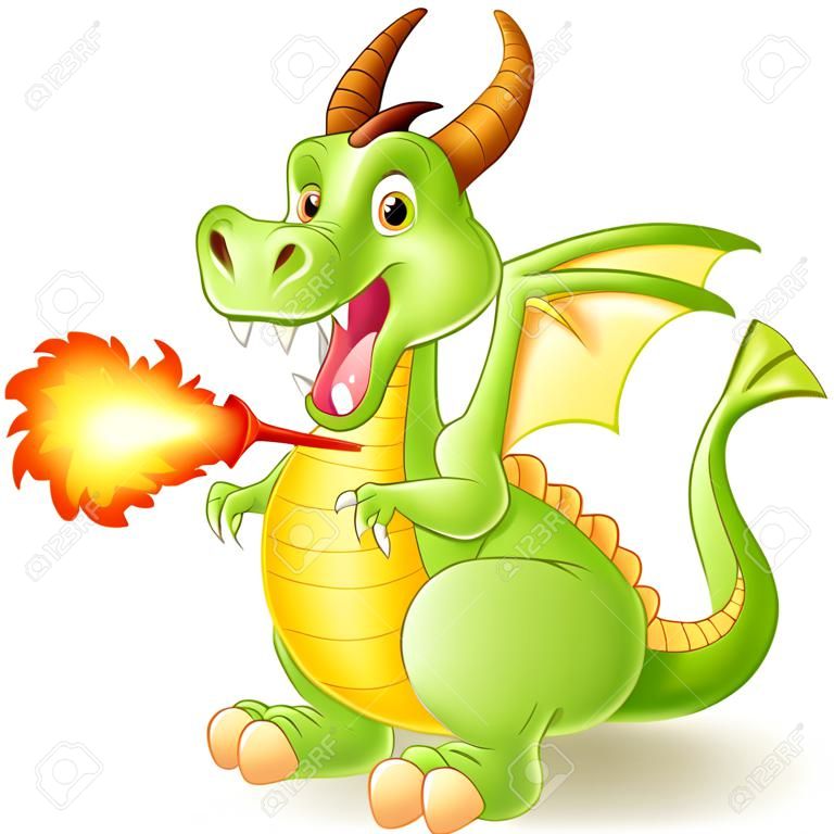 Cartoon dragon posing with fire
