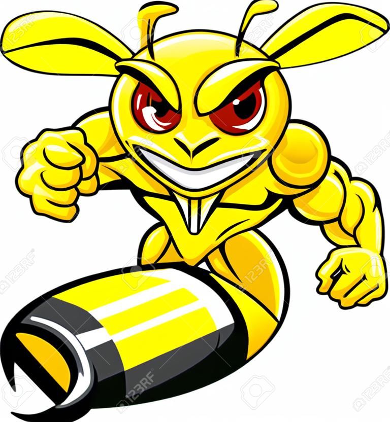 Ilustracji wektorowych Cartoon angry pszczół maskotka na białym tle