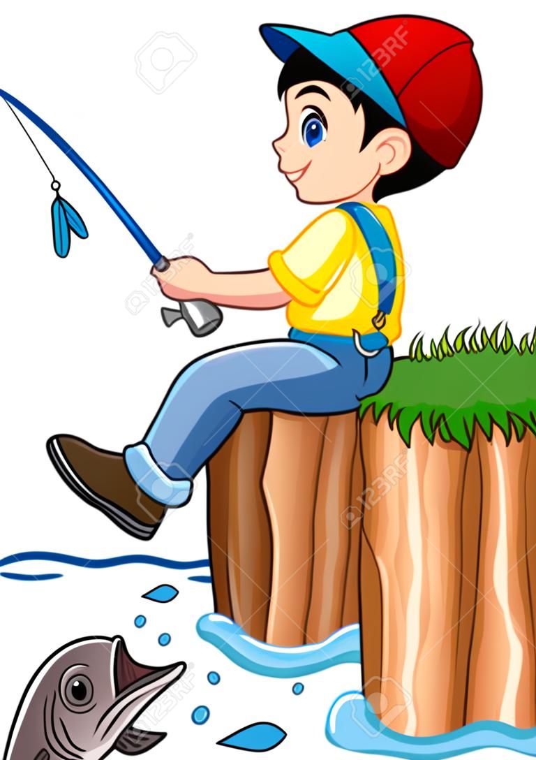 ilustración de la pesca del niño pequeño