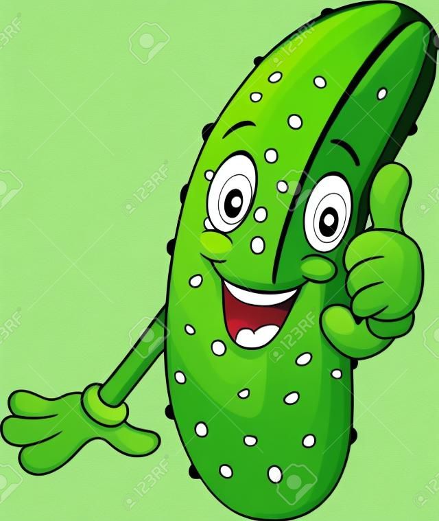 illustration de bande dessinée de concombre donnant pouces jusqu'à