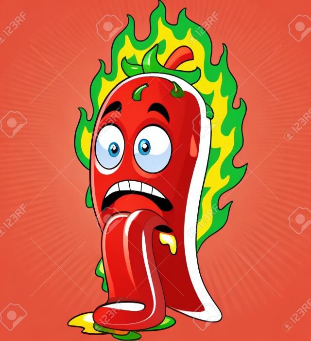 Vector illustration of Cartoon chili pepper with tongue out