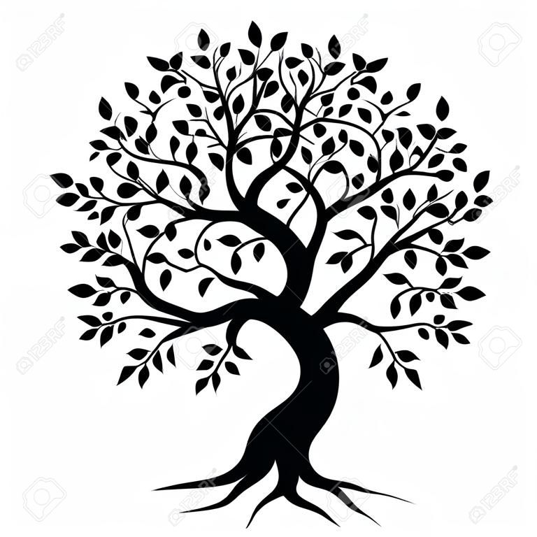 Vector illustration of Tree silhouette on white background