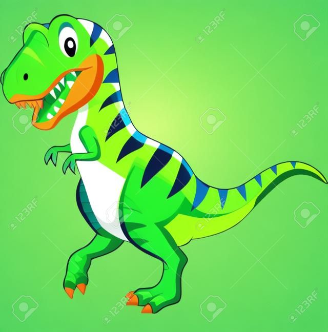 Vector illustration of Cartoon green dinosaur on white background