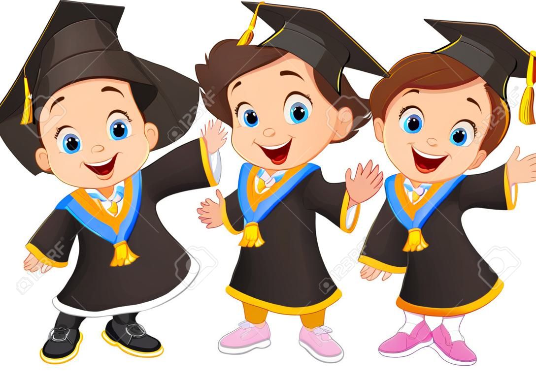 SVG, Vettoriale - Bambini Felici Dei Cartoni Animati In Costumi Di Laurea.  Image 187118092