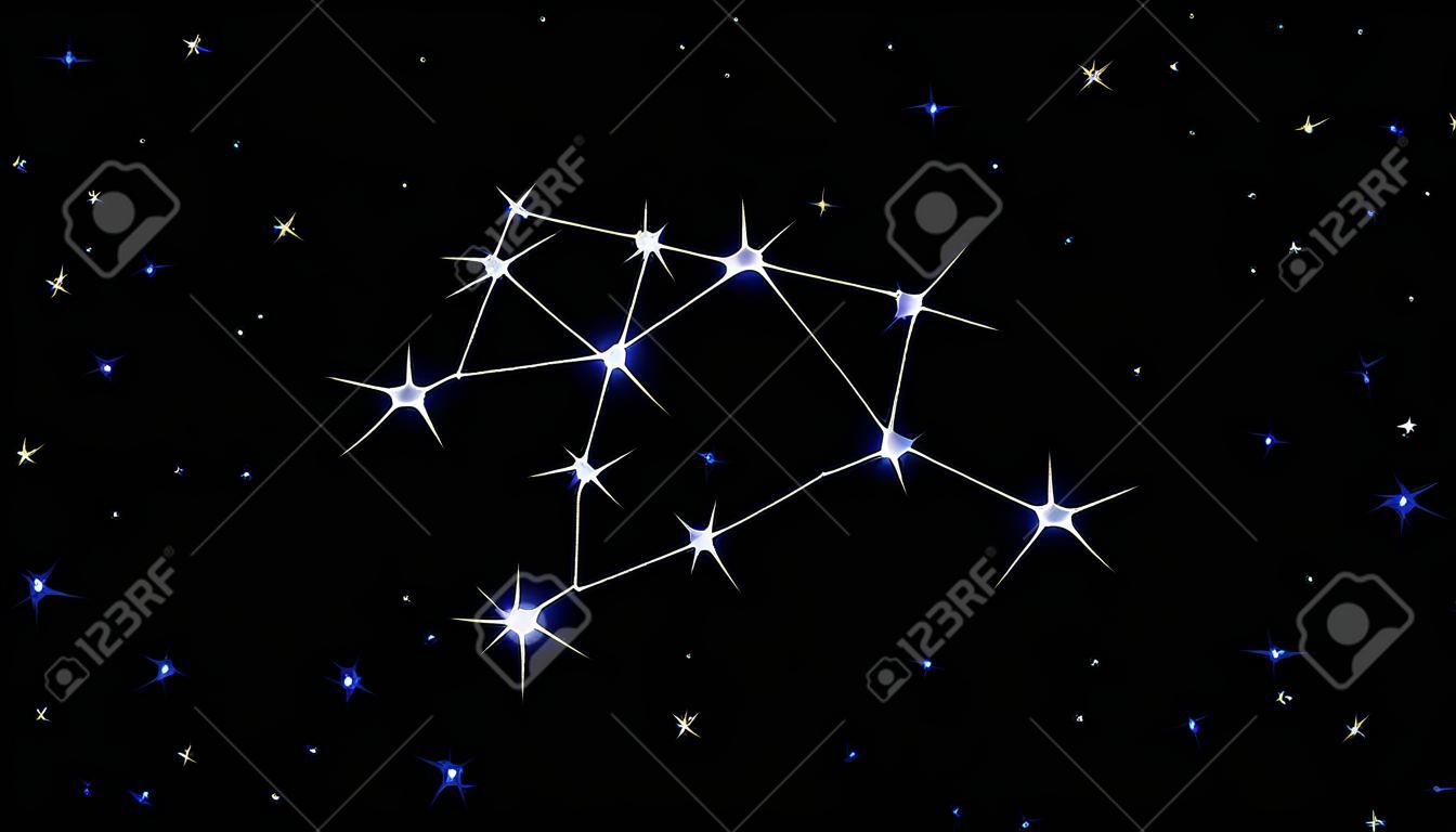 sterrenbeeld van de dierenriem Waterman, sterren op een zwarte achtergrond sterrenhemel
