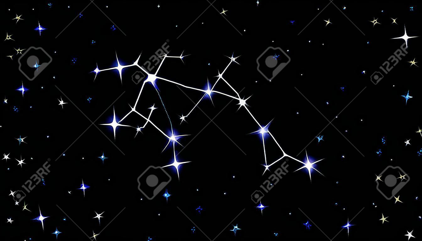 sterrenbeeld van de dierenriem Waterman, sterren op een zwarte achtergrond sterrenhemel