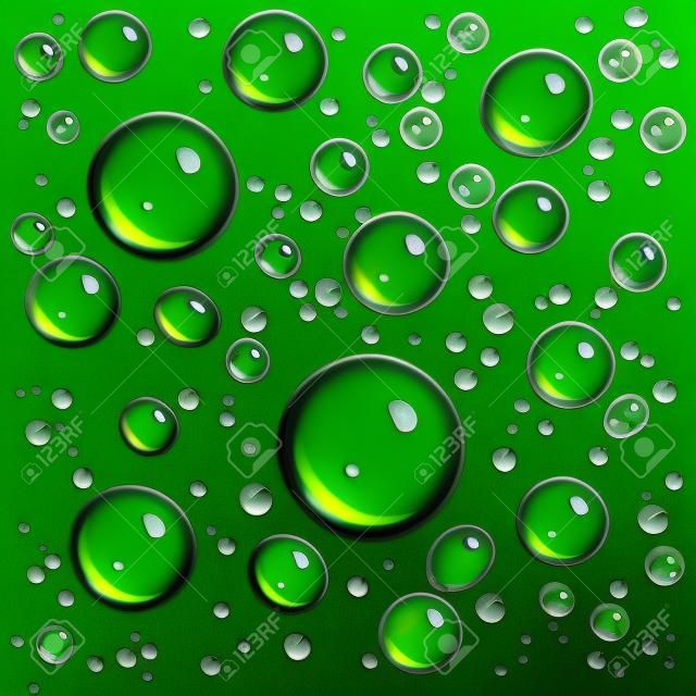 Gotas de água no fundo verde