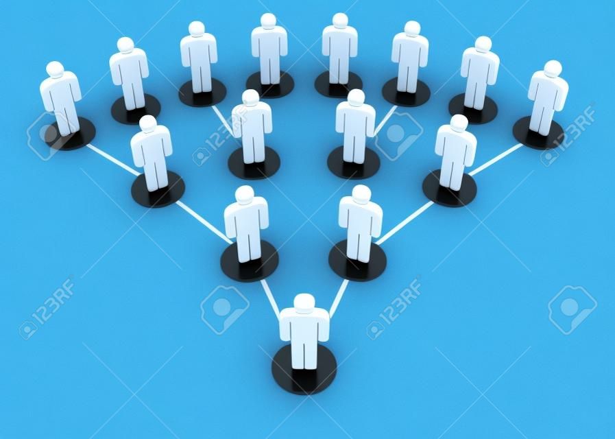 Grupo de personas en una red social aislada sobre el fondo blanco