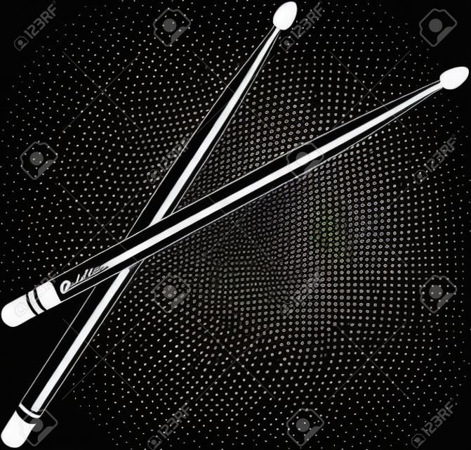 Drumsticks-Vektor für Rockband-Konzept in Schwarz und Weiß