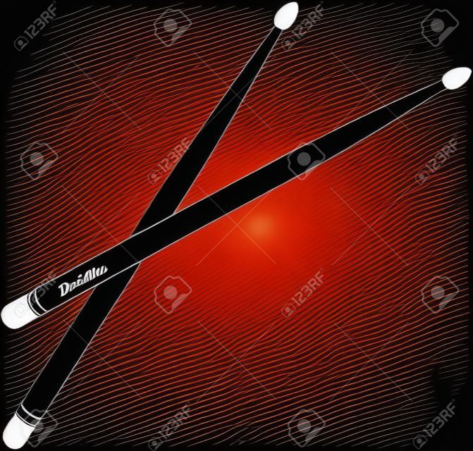 Drumsticks vector for rock band concept in black and white