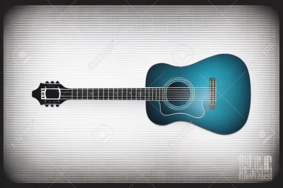 Illustrazione classica della chitarra isolata su fondo bianco. disegno vettoriale di chitarra.