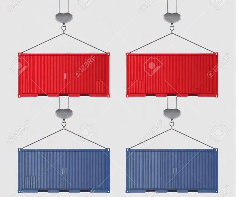 Container hanging on the hook vector illustration isolated on white background.