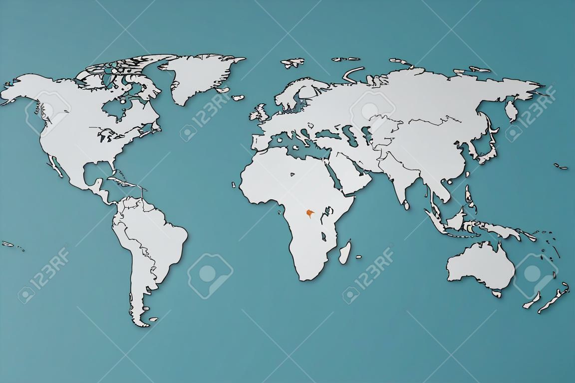 Vector de mapa mundial aislado. Mapa político mundial. Ilustración de vector de tierra plana