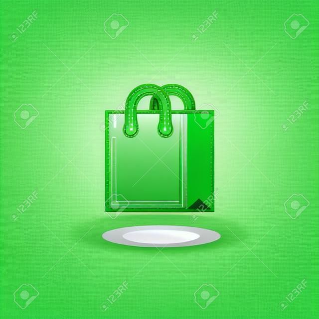 ilustración vectorial bolsa de compras sobre fondo verde claro