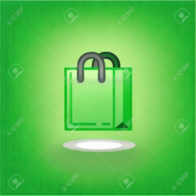ilustración vectorial bolsa de compras sobre fondo verde claro
