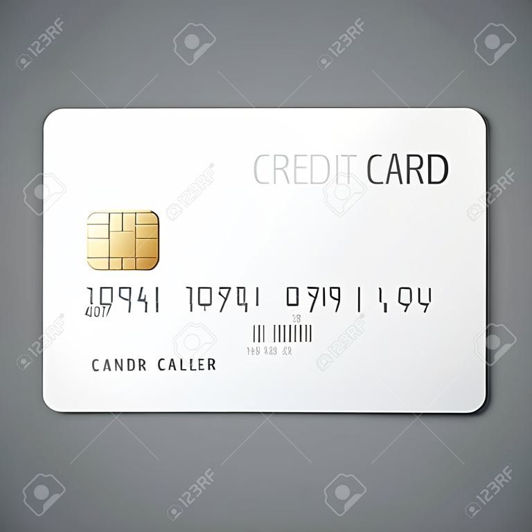 Weiß Kreditkarte Vorlage auf grauem Hintergrund