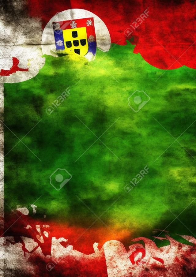 A poster with a large scratched frame and a grunge portugal flag for your publicity 